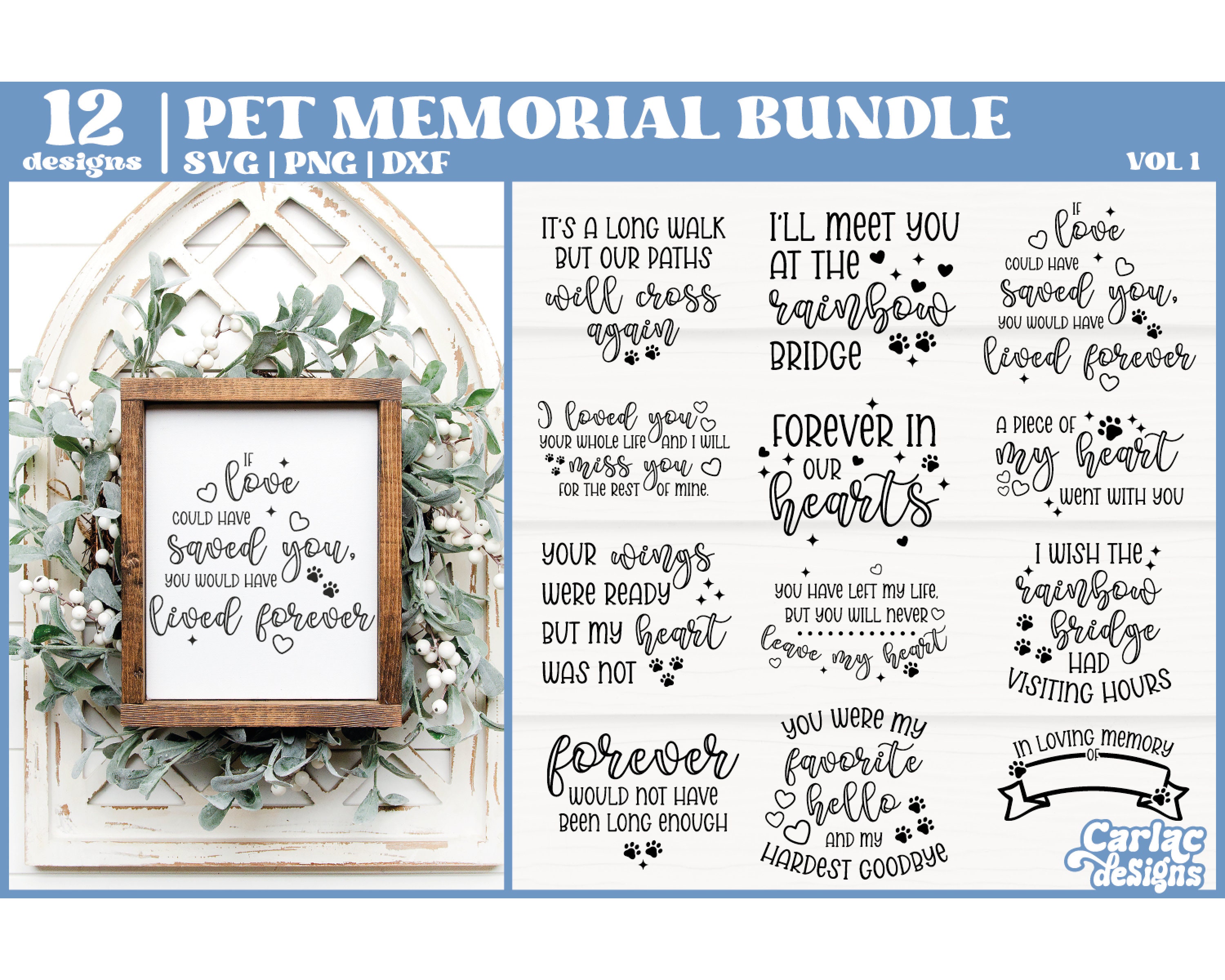 Dog Memorial SVG Cat Memorial SVG Pet Memorial Bundle Etsy UK