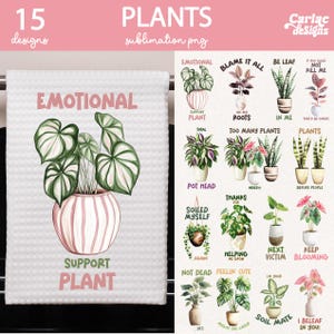 Lot de sublimation de plante amusante, torchon de cuisine plantes, motif de sublimation de plante amusante, motifs de sublimation pour amoureux des plantes