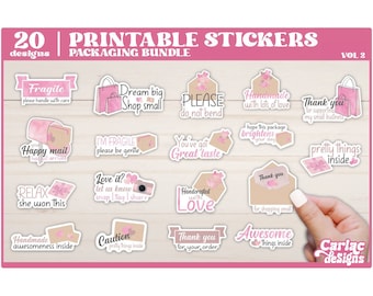 Small Business Packaging Sticker Bundle | Printable Designs (Digital Download)