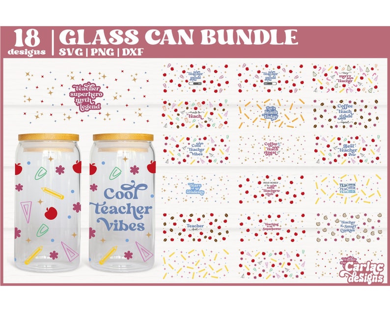 Teacher Glass Can Wrap SVG Bundle, School Design (digital Download) - Etsy