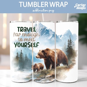 Camping Tumbler Wrap Sublimation, 20oz Skinny Tumbler Sublimation, Travel Tumbler Wrap, Adventure Tumbler Wrap, Mountains Tumbler Wrap
