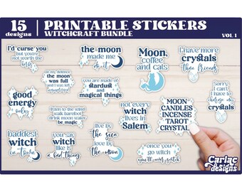 Witchcraft Stickers Bundle | Moon, Pagan Designs (Digital Download)