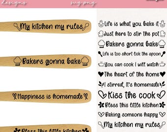Kitchen Wooden Spoon SVG and Sublimation Bundle, Funny Kitchen Designs (Cut File)