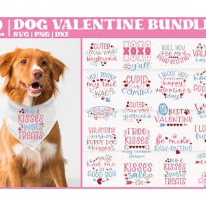 Bundle SVG Bandana chien Saint-Valentin, SVG Bandana drôle de chien, Sublimation Bandana chien, fichier de coupe pour Cricut