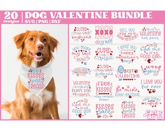 Dog Valentines Bandana SVG Bundle, Funny Dog Bandana SVG, Dog Bandana Sublimation, Cut File for Cricut