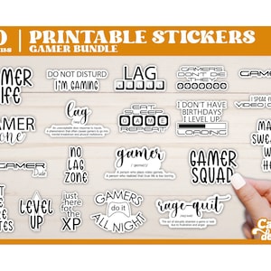 Gamer Stickers Bundle | Gaming Stickers | Funny Gaming Stickers | Printable Stickers | -- Digital Download --