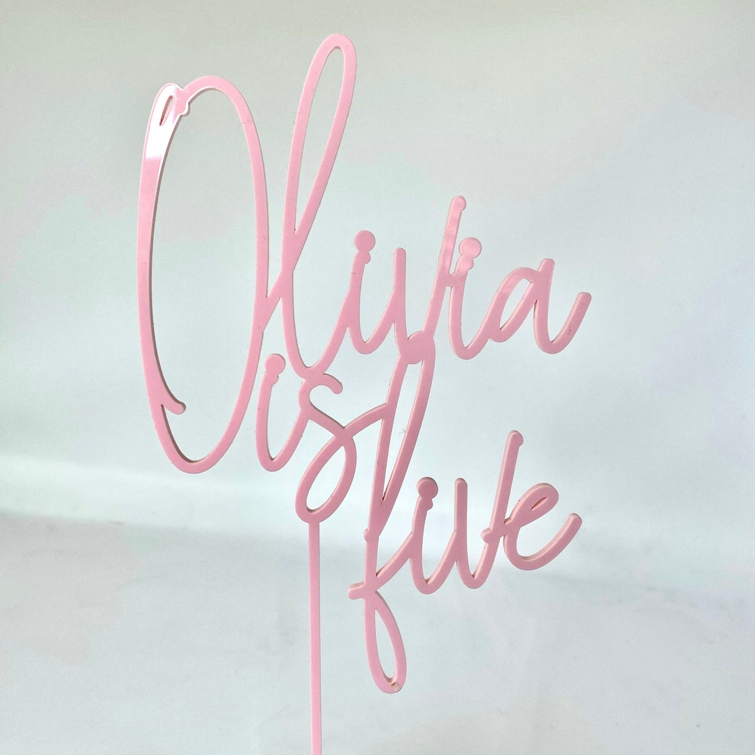 Custom Kids Name Birthday Party Family Acrylic Wood Cake Topper Pink Blue Age Etsy