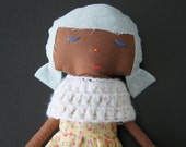 Keepsake gifts granddaughter Afro doll Brown doll Dark skin doll Cloth doll Soft Doll Handmade doll Nursery decor Art doll Doll with flowers