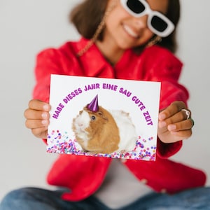 Carte postale d'anniversaire, carte postale de vœux du Nouvel An, pour les amateurs de cochons d'Inde, drôle