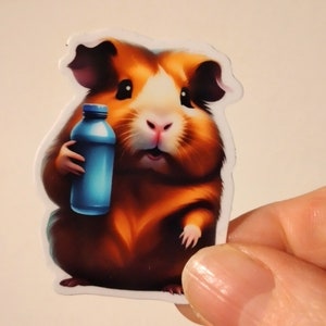 Aufkleber Meerschweinchen mit Trinkflasche, Geschenkidee, Mitbringsel, für Meerschweinchenfans