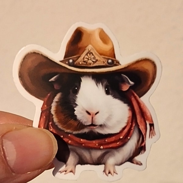 Guinea Pig Cowboy Sticker, Giftidea, Souvenir for Cavyfans, Country girls and boys