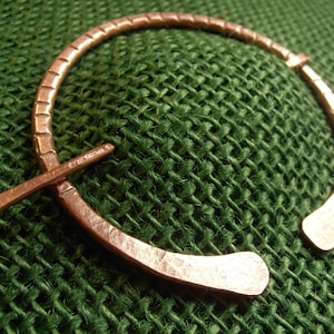 Copper Celtic Style Shawl/Scarf fastener - Celtic/Irish/Scottish Kilt or Penannular Shawl pin. Viking brooch hand crafted from solid copper.