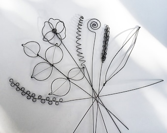 LARGE WEDDING or CELEBRATION bouquet - Wire flowers and grasses, custom bouquet of wire flowers, iron wire flowers and grasses