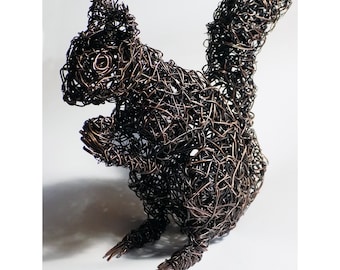 Unique sculpture, squirrel sculpture for home or garden, a perfect gift for nature lovers