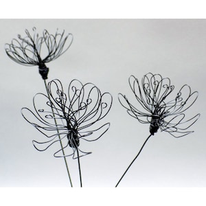 Handmade unique Everlasting Wire Flower Bouquet sculpture. Add chic luxury to a corner of your home. Made to order - never exactly the same.