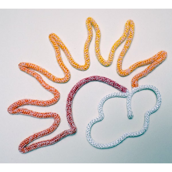 Knitted Shapes | Sunshine & cloud | nursery decor, child's room, living room, wire and yarn | woolly shape | sun and cloud art handmade gift