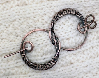 Multi purpose fashion accessory 'infinity' design - hair barrette, scarf/shawl/cardigan pin or brooch with antique finish