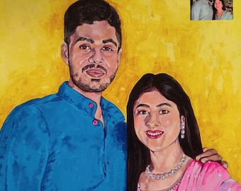 Custom Handmade Portrait from Photo-Family Painting, Unique Birthday Anniversary Gift