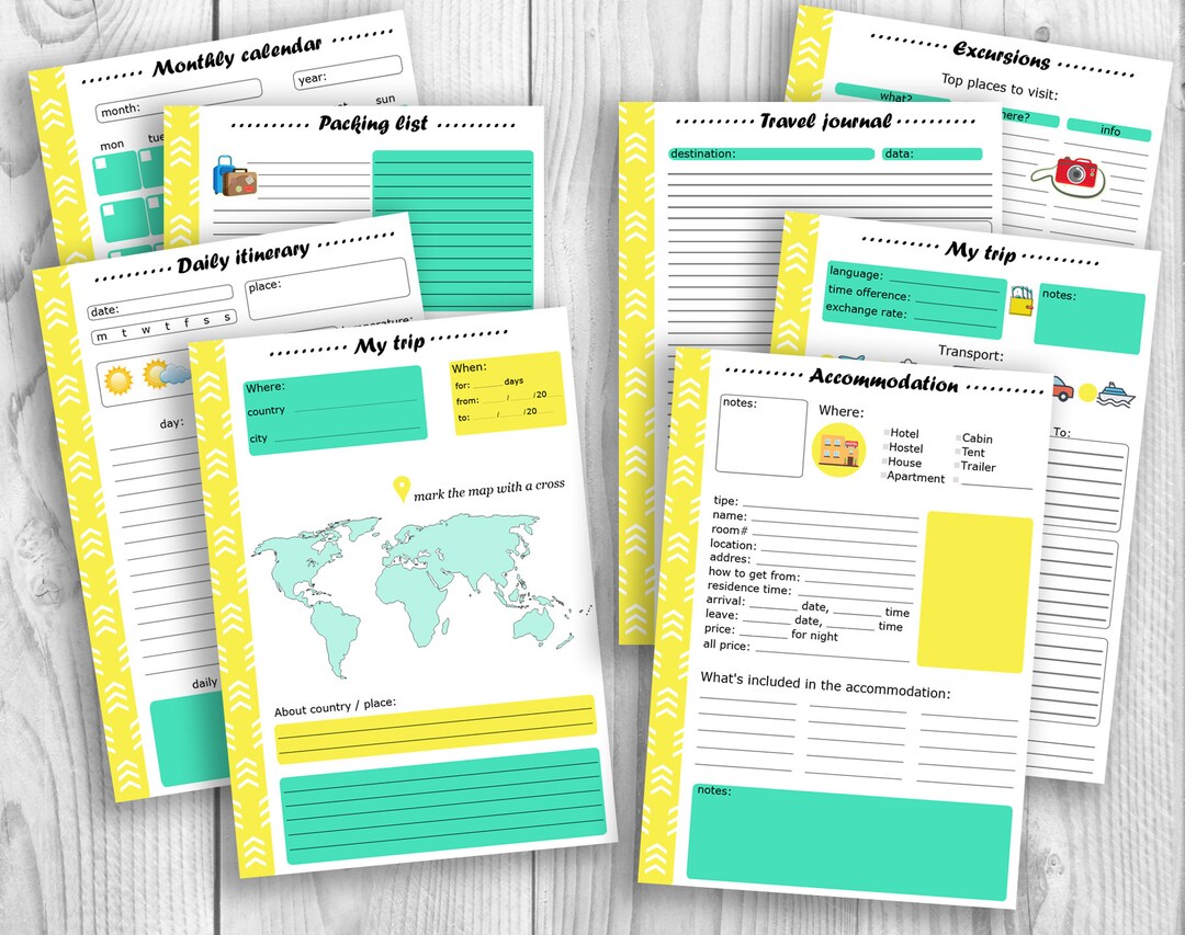 TRAVEL Trip PLANNER Vacation Printable Trip Organizer Daily Itinerary ...