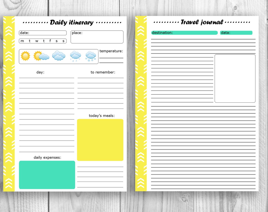 TRAVEL Trip PLANNER Vacation Printable Trip Organizer Daily Itinerary ...