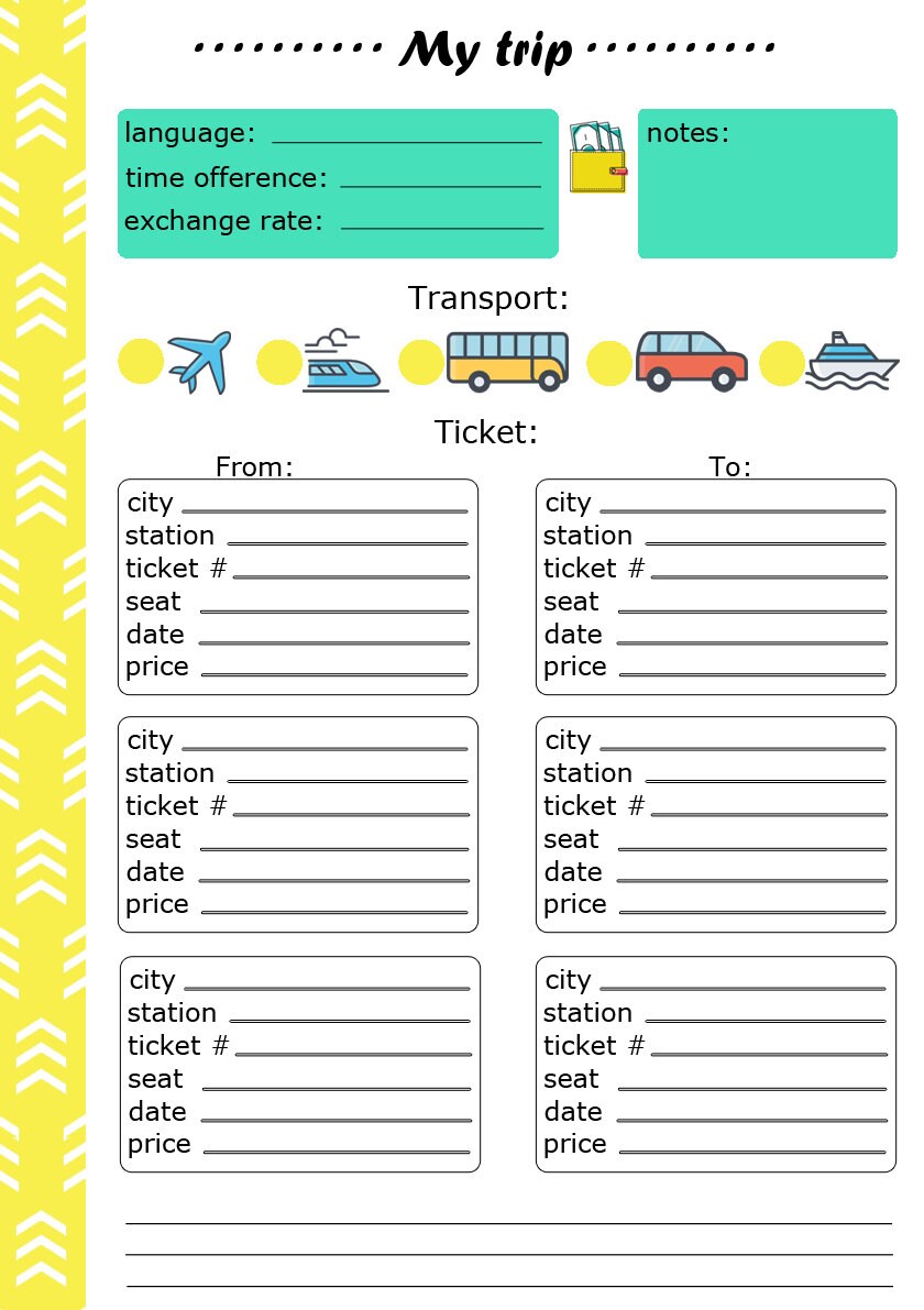 TRAVEL Trip PLANNER Vacation Printable Trip Organizer Daily Itinerary ...