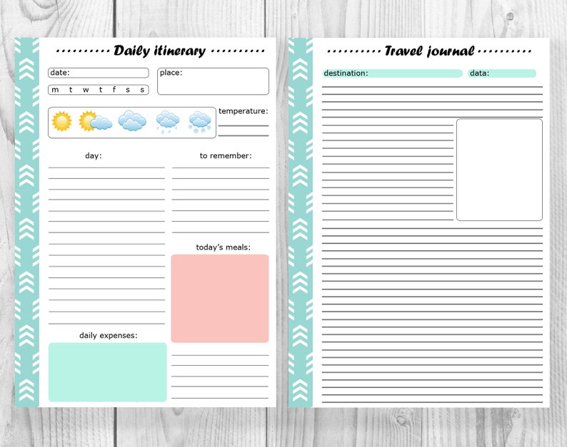 TRAVEL PLANNER Vacation Printable Trip Organizer Daily | Etsy
