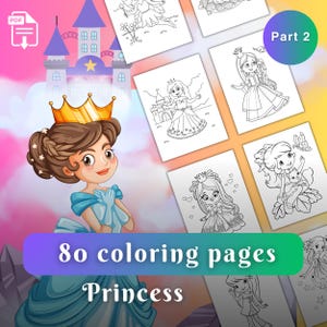 Princess Coloring Sheets: 80 Beautiful Pictures with Different Princess, Coloring Book for kids, Coloring Pages for Girls