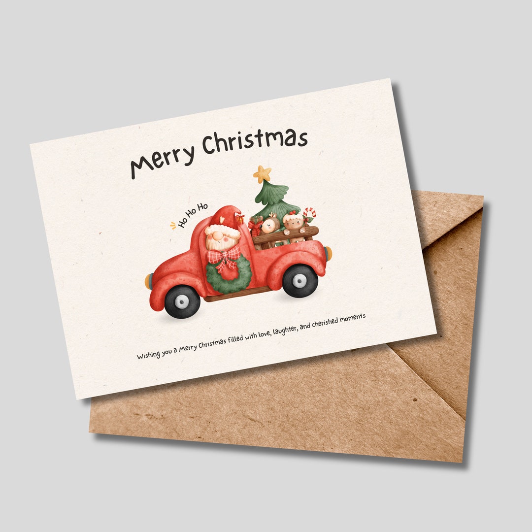 Car Christmas Card Digital Download Printable Holiday Card Etsy