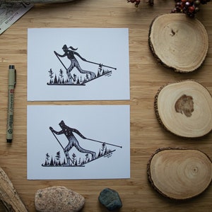 Esquiadores Cross Country - IMPRESSÕES com Caneta e Tinta