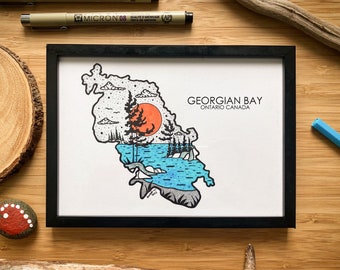 Bahía Georgiana - Impresión a pluma y tinta