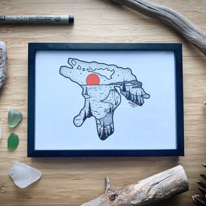 Lake Huron - Pen and Ink PRINT - 2021 Design
