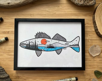 Walleye Fish - Pen and Ink PRINT