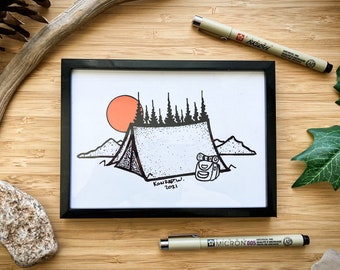 Camping Tent - Pen and Ink PRINT