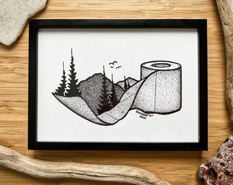 Toilet Paper - Nature Themed Pen and Ink PRINT