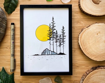 Rocky Island - Pen and Ink PRINT