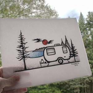 Camping Trailer - Pen and Ink PRINT