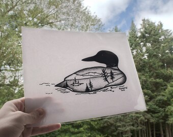 Loon Silhouette - Pen and Ink PRINT