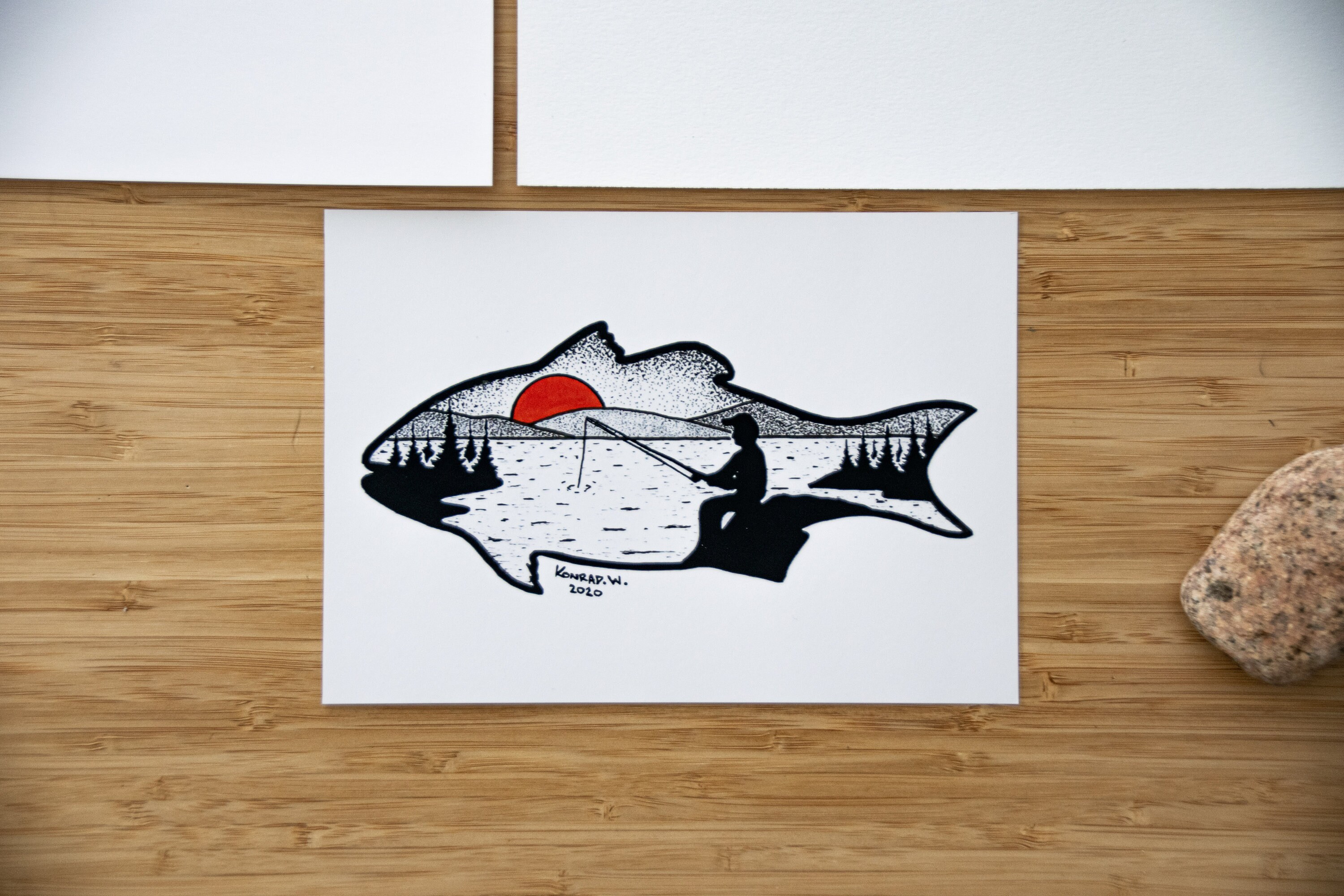 Fish Print Using Ink Fishing Pen and Ink PRINT | Etsy