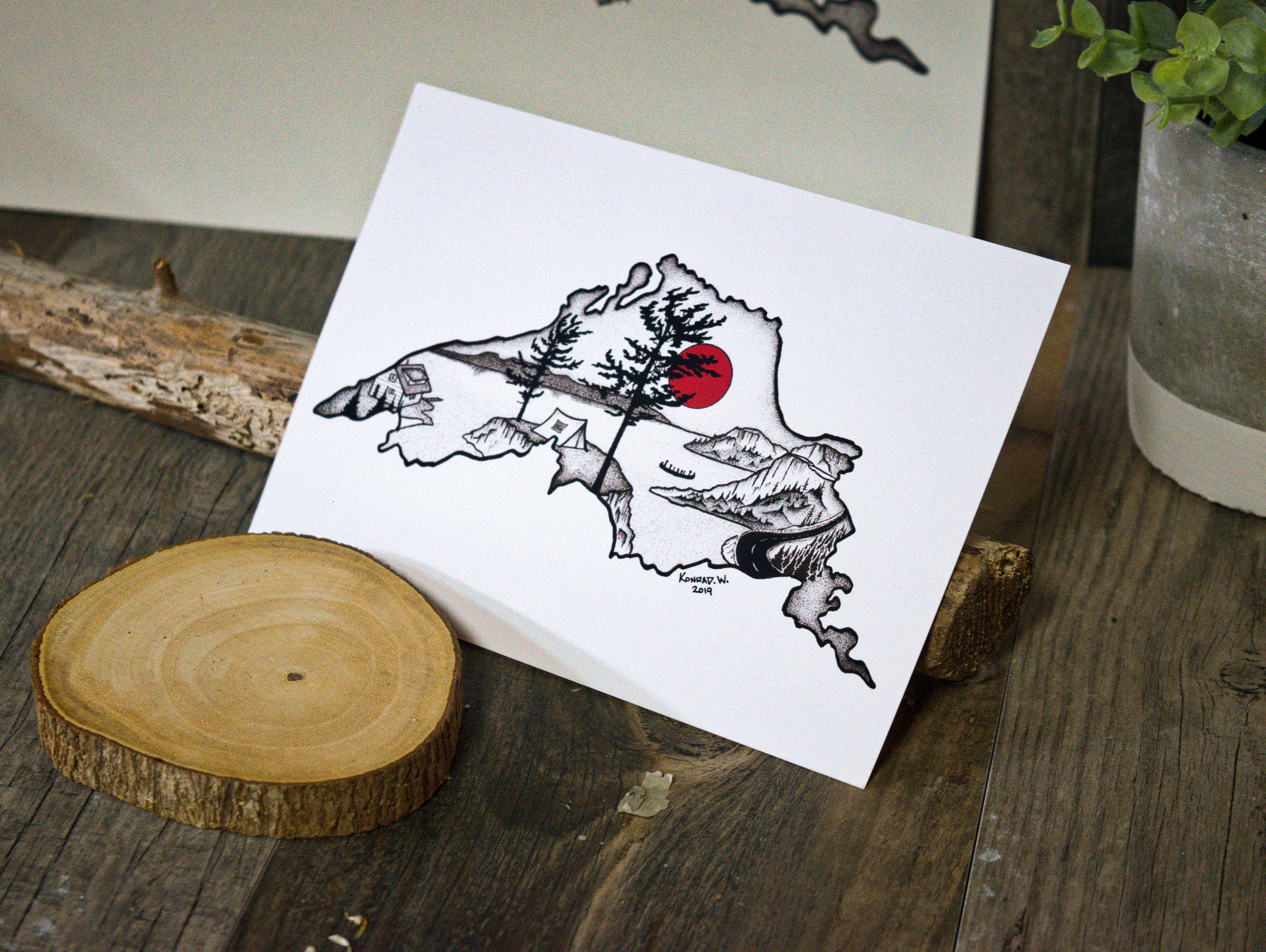 Lake Superior Silhouette Pen and Ink PRINT - Etsy Canada