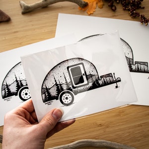 Teardrop Camping Trailer Pen and Ink PRINT image 8