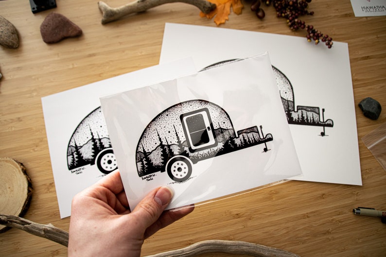 Teardrop Camping Trailer Pen and Ink PRINT image 8