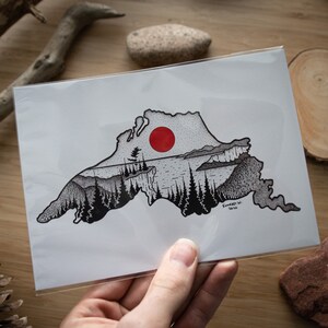Lake Superior Silhouette - Pen and Ink PRINT - (2020 Design) - Etsy