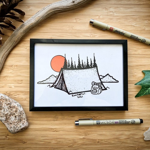 Camping Tent - Pen and Ink PRINT