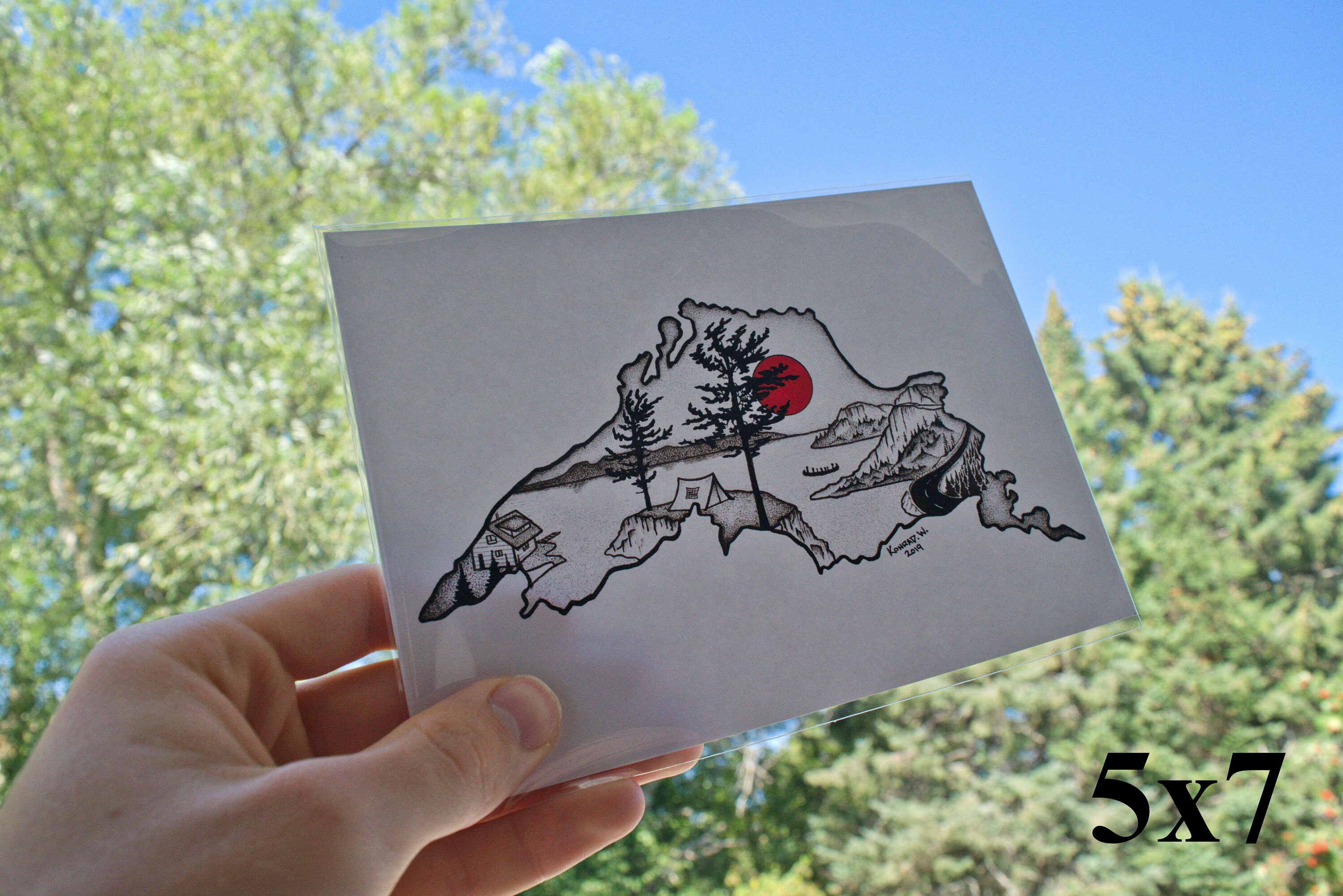 Lake Superior Silhouette Pen and Ink PRINT | Etsy Canada