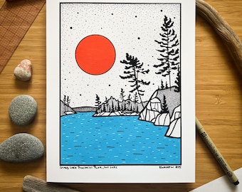 Grundy Lake Provincial Park, Gut Lake - Pen and Ink PRINT