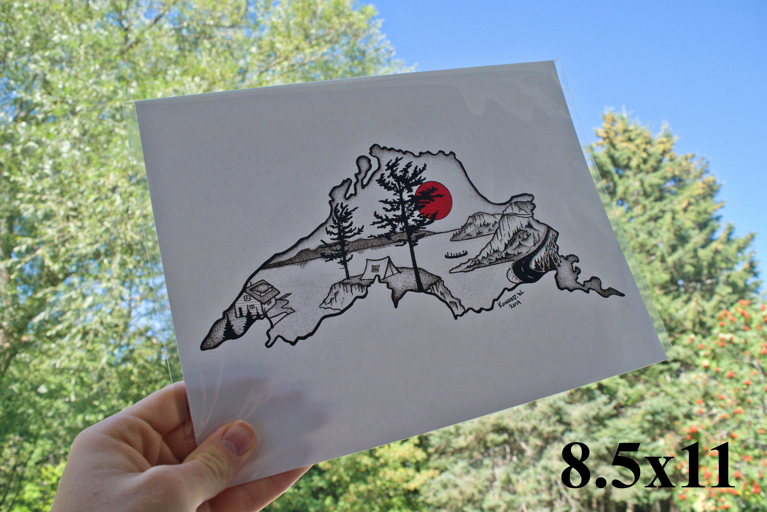 Lake Superior Silhouette Pen and Ink PRINT - Etsy Canada