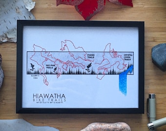 Hiawatha Bike Trail Map - Pen and Ink PRINT