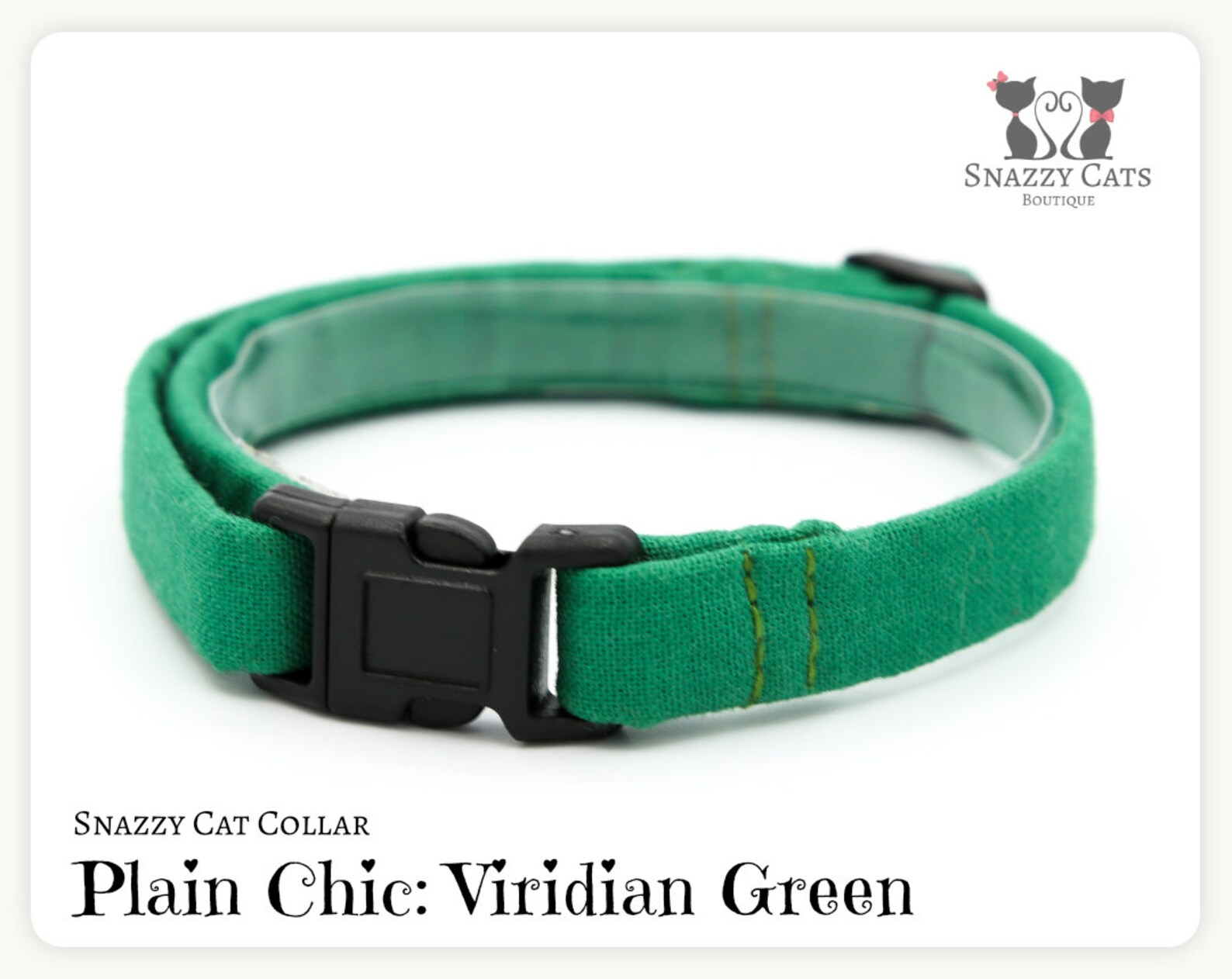 Snazzy Cat Collar Viridian Green Plain Chic Collection Etsy