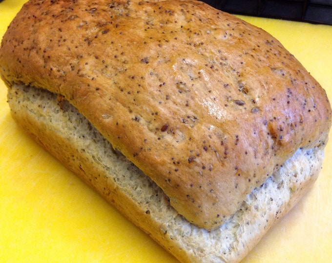 Low sodium seed bread 2 loaves or 12 rolls.  Made with no salt.  Hearty and heart healthy!