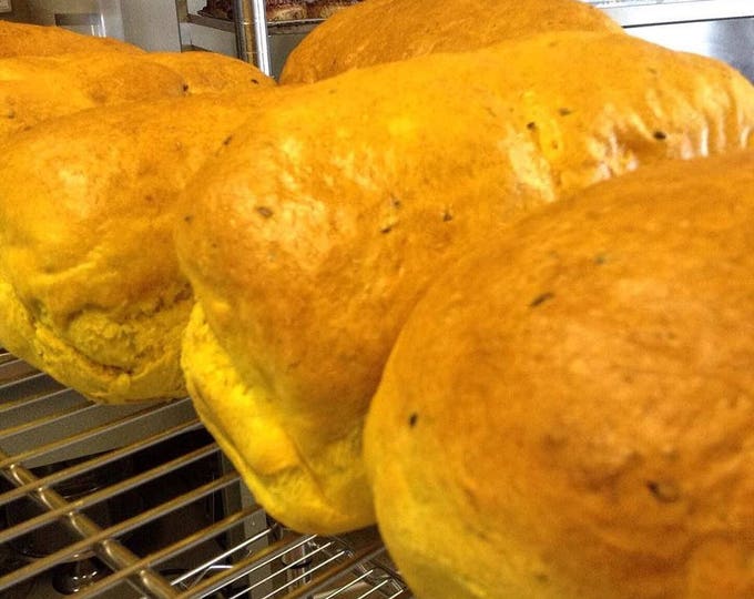 Low sodium turmeric bread "Turaxami" with flax & sesame seeds (or seedless) No Salt. Two loaves or 12 rolls